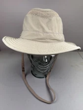 TILLEY The Airflo Hat Size 7 3/8 Waterproof Vented Nylon Khaki Model LTM6