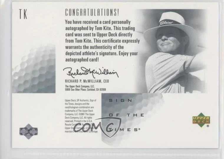 2001 SP Authentic Sign of the Times Tom Kite #TK Auto - Image 2 of 2