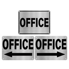 3 PCS Office Sign With Arrow 8x6 Inches Aluminum Business Direction Safety