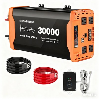 3000W Pure Sine Wave Power Inverter 12V DC to 120V AC LCD Remote USB