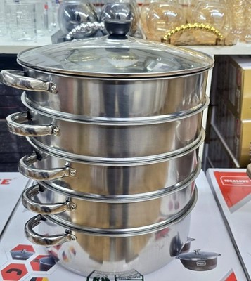 5 Schicht Dampfgarer 30cm Edelstahl Topf für Knödel Gemüse Schale Reis