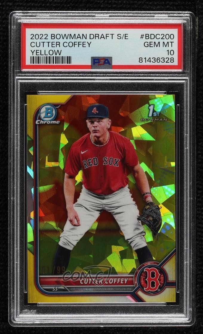2022 Bowman Chrome Draft Sapphire Edition Yellow 1/99 Cutter Coffey PSA 10 1rv8