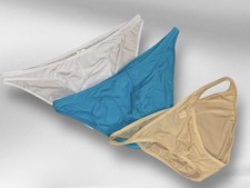 Lot of 3 Blue White  Tan Super Silky String Bikini Underwear Mens L New