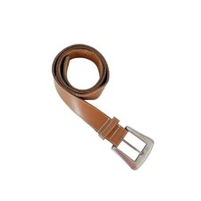 Vintage 1990's Belt // Tan Beige Genuine Leather Prairie Silver Buckle Belt