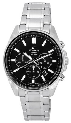 Casio EDIFICE Chronograph Edelstahl Schwarzes Zifferblatt EFV-650D-1A Herrenuhr