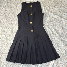 Commense Metal Button Pleated Dress Size Small Black Sleeveless Mini NWT