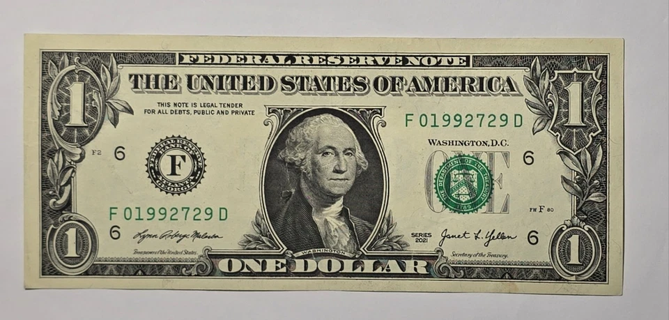 $1 Birthday /Anniversary Note Serial Number F 01992729 D💥1992 July 29th💥Rare - Image 3 of 4