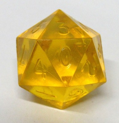 Vintage Gamescience Dice D20 Clear Jem Amber Yellow 0-9 Twice RPG 1980s Uninked