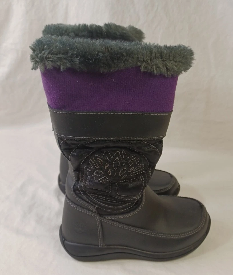 Timberland Hollyberry Púrpura Negro Niños Talla 8 Forradas Botas de Nieve con Caja Foto 4 de 4