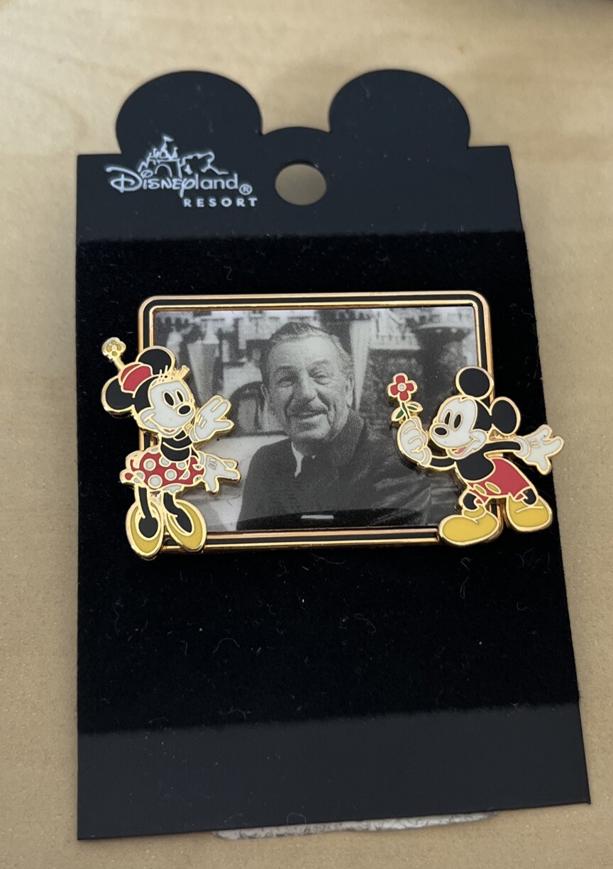 Walt Disney 100th Birthday Trading Pin 2002 Photo of Walt Mickey & Minnie Mouse