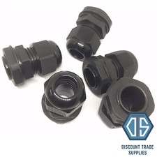 5x 25mm Black Waterproof IP68 Compression TRS Cable Stuffing Gland Locknut M25