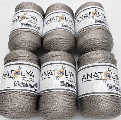 Anatolya 2mm Polyester Cord - Crochet Bags Jewellery - 6x100g Rolls - Electrum