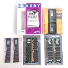 Lot of 7 Vintage SDRAM Computer Memory Sticks PNY Kingston Micron DDR2 RAM