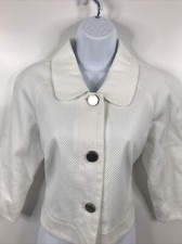 LIZ CO. White cotton Stretch 3button blazer, Sz M