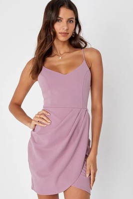 NWT Lulus Forever Your Girl Mauve Pink Bodycon Dress Size Large Mini College