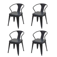 4Er-Set Stuhl Hwc-H10D, Esszimmerstuhl, Metall Kunstleder Gastro, Schwarz-Grau
