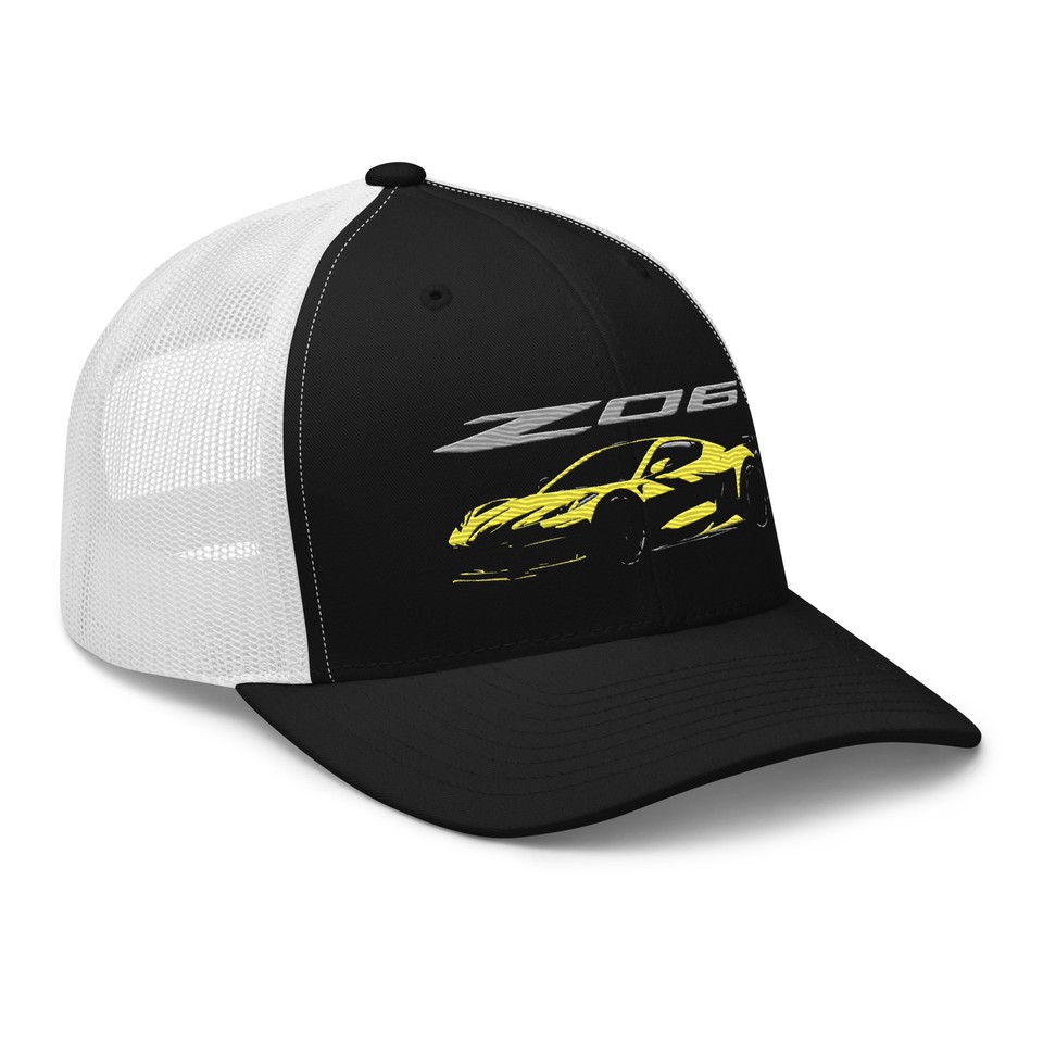 JG Infinite 2023 Corvette Z06 C8 Torch Red Snapback Trucker Hat – Custom Car Enthusiast Cap - View #3