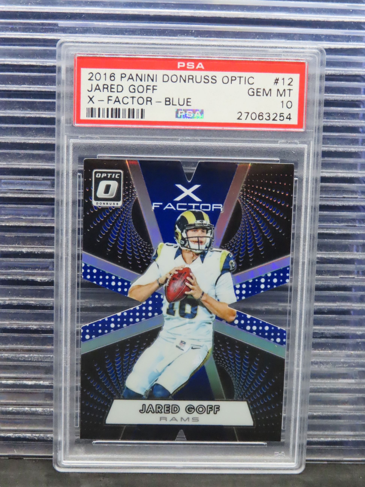 Jared Goff Panini Donruss Optic X-Factor #12 Blue