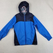 Columbia Kids Youth Blue Hooded Full Zip Windbreaker With Pockets Medium