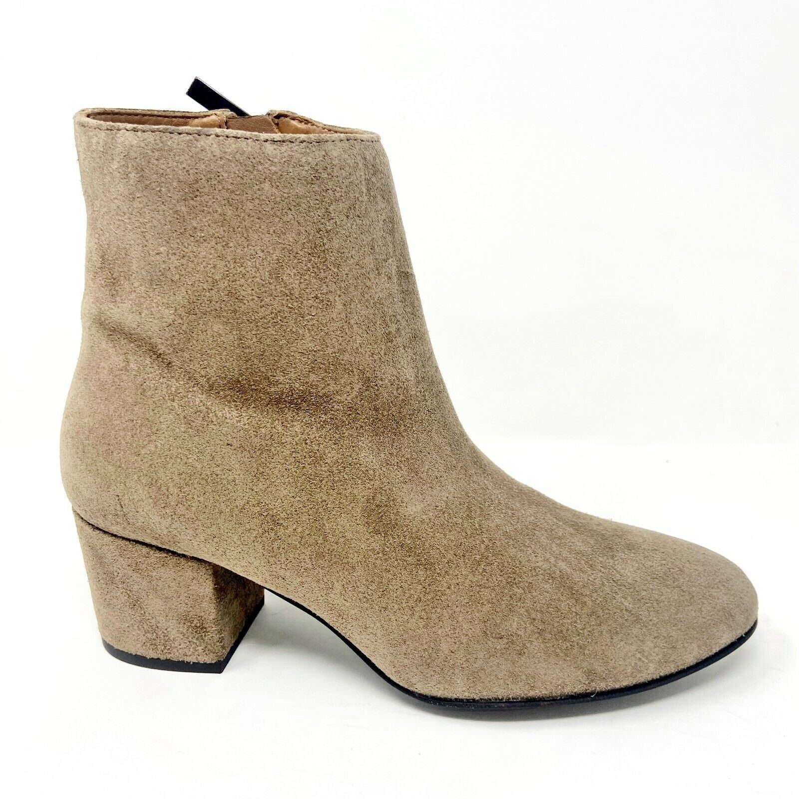Thursday Boot Co Taupe Paloma Suede Zipper Womens Casual Block Heel Bootie