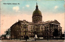 State Capitol Building Streetview Atlanta Georgia DB Cancel WOB Postcard