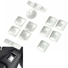 14pcs Polished Silver 4 Door Window Mirror Switch Button Cover Fits 17-19 QX30