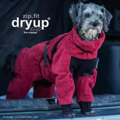 ACTIONFACTORY Dryup Body Zip Fit Mini bordeaux Hundebademantel Hunde Bademantel