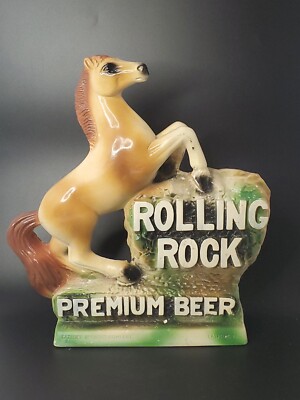 Rolling Rock Premium Beer Latrobe Silvestri Bros Chalkware Horse Statue Vintage