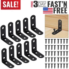 10-Pack L Bracket Corner Brace Sets Black Stainless Steel 90 Degree Right Angle