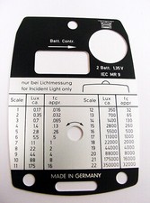 Gossen Luna Pro rear label plate | Part | NOS | New | $18 | Bx#1 |