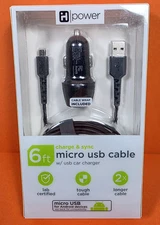 iHome 6 ft Micro USB Charge And Sync Cable For Android Cable Wrap Included
