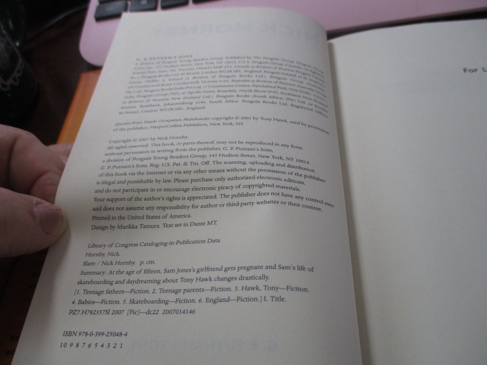 Nick Hornby SLAM Tony Hawk Skateboarder Teenage Life Woes Relations Satire Humor