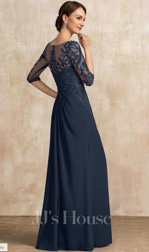 JJ's House Steel Gray Illusion Lace Chiffon Long Formal Dress Sz
