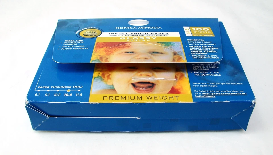 Konica Minolta 2 Packungen @ 100 10.2cm x 15.2cm Inkjet Foto Papier Glossy Open - Bild 4 von 4