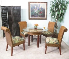 Rattan and Wicker 5 Piece Dining Furniture Set (Choice of fabrics)