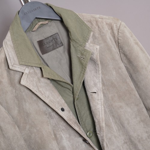 ALL SAINTS Suede Leather Blazer Jacket Mens MEDIUM Grail HUXTON like survey M - Picture 10 of 24