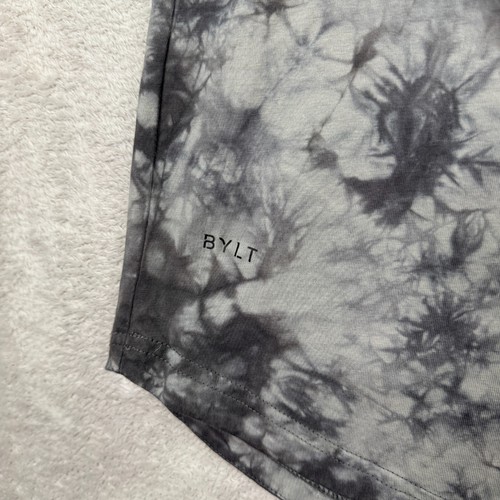 BYLT Basics T-Shirt Mens Medium Gray Black Cloud Dye Cotton Crew Neck Pullover - Picture 4 of 7
