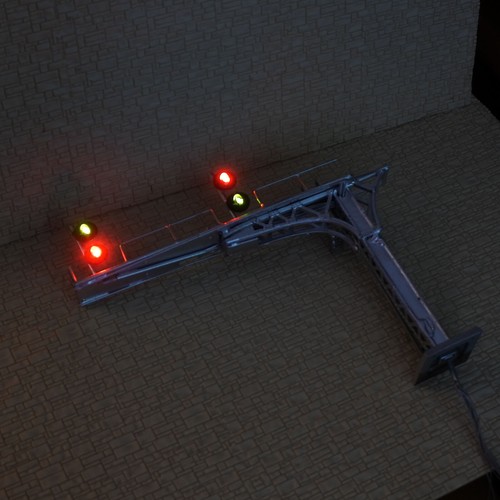 1 x HO OO block searchlight cantilever signal bridge bicolor 2 tracks metal #D42 - Picture 4 of 5