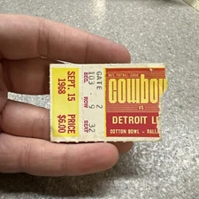 HOF Charlie Sanders NFL Debut ticket stub Detroit Lions Dallas Cowboys 9/15/1968