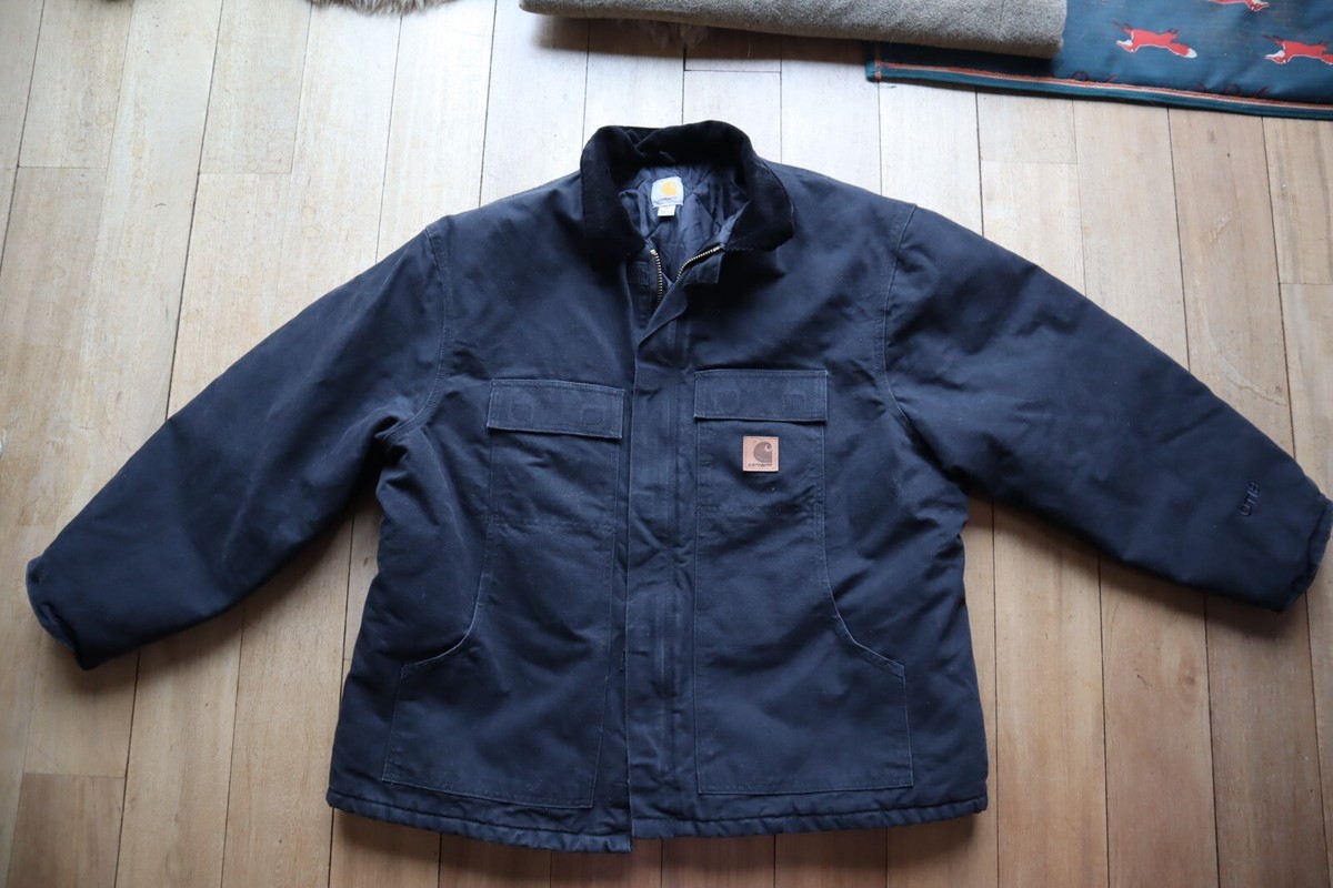 Black Heavy Canvas CARHARRT Insulated Zip Front Jacket Man's 2XL