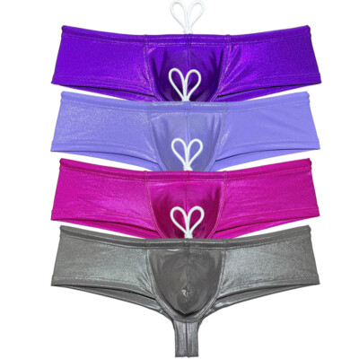 Men Bikini Boxer Swimwear Board Surf Shiny Briefs Half Rear Swimsuits Trunks