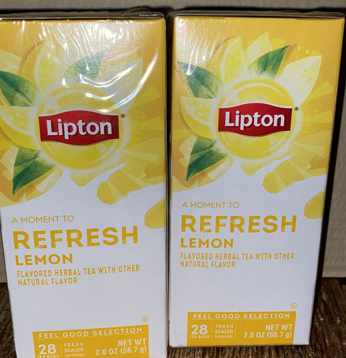 LIPTON 🍋 REFRESH LEMON FLAVORED HERBAL TEA 🍵 2 Boxes = 56 Bags