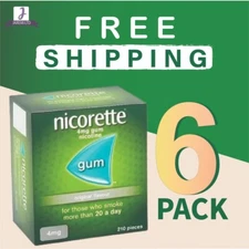 Nicorette ORIGINAL Flavour Gum 4 MG 210 Pieces-PACK OF 6