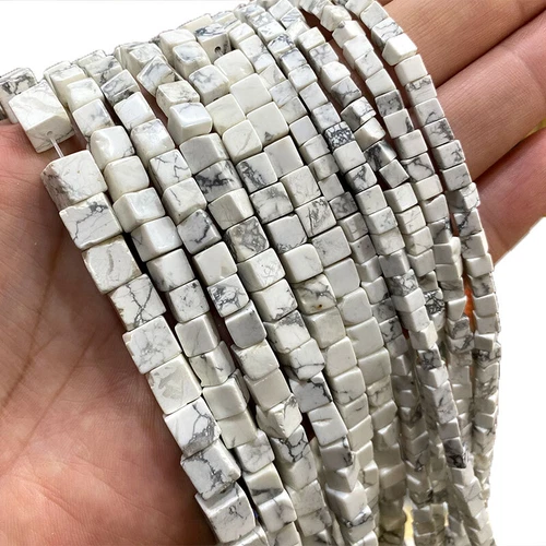 Natural 4/6/8mm Square Gemstone Loose Spacer Beads for Jewelry DIY Making 15.5'' - Bild 38 von 49