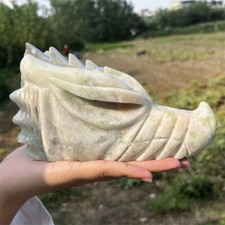 2.86LB Natural  Jade Quartz Hand Carved Crystal Dragon Reiki Healing 1pc,K5023