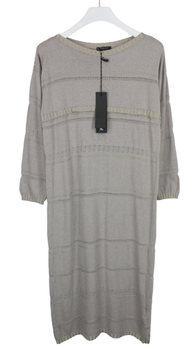 TRICOT CHIC N147 Dress Women's US 6 Long Wool Cashmere Blend Stretchy Crew Neck