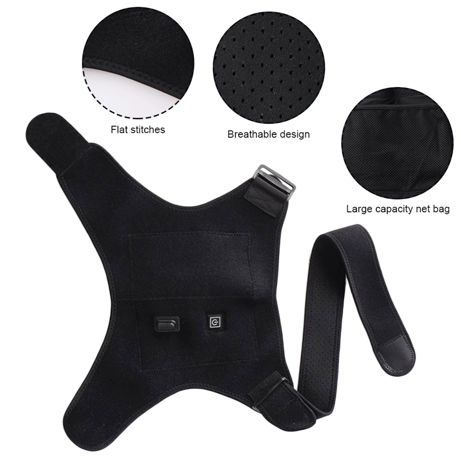 USB Heated Shoulder Strap Brace Support Wrap Joint Pain Relief Heating