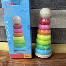GEMEM Rainbow Wood Stacking Rings Learning Toy - 18 Months