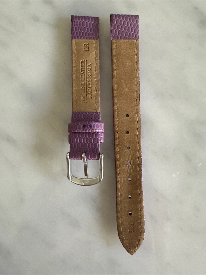 *NUEVO* Banda Hadley Roma Mujer 12mm Cuero Genuino Grano Lagarto Púrpura Lavanda Foto 2 de 3