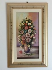 Quadro olio su tela vaso con fiori,  del pittore Mariolino da Caravaggio. 